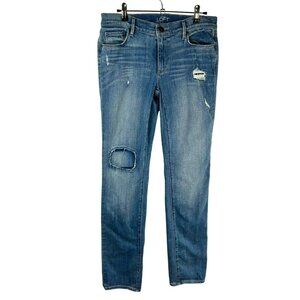 LOFT Modern Straight Denim Jeans Women 6 / 28 Tall Long Blue Med Wash Mid Rise